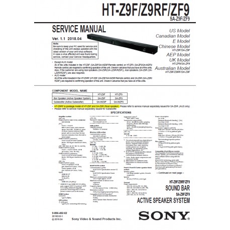 Sony HT-Z9F SA-Z9F Service Manual