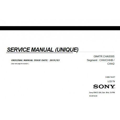 Sony KD-55X8500F / KD-65X8500F / KD-75X8500F / KD-85X8500F TV Service Manual