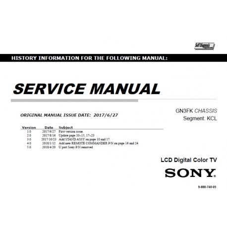 Sony KD-60X6700E / KD-70X6700E TV Service Manual