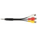 Audio Video Cable Aadaptor - QUAD 3.5MM to 3 RCA Socket